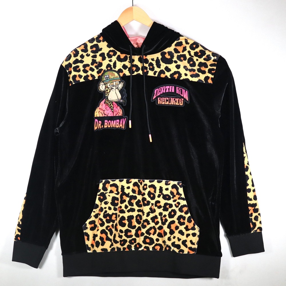 Death Row Records Hoodie Women 2XL Black Leopard Dr. Bombay Velvet Streetwear
